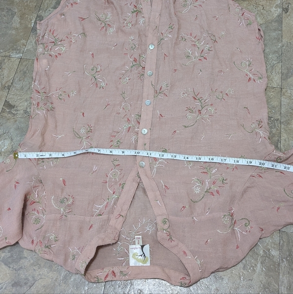 fig and flower Large Dusty Rose Floral Embroidered Long Sleeve Button Down Shirt - Picture 8 of 10